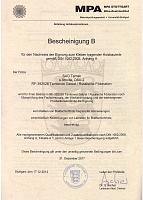 Европейский сертификат Otto-Graf на балки деревянные клееные